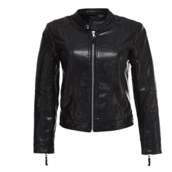Leather jacket with zipper