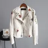 Punk style - floral embroidery - leather jacketJackets