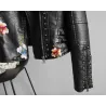 ChaquetasEstilo Punk - bordado floral - chaqueta de cuero