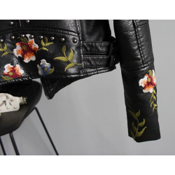 Floral embroidery - leather jacketJassen