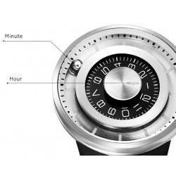 Rotação da bola - relógio de quartzo de aço inoxidável com pulseira de silicone
