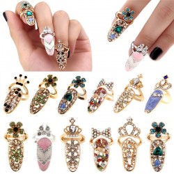 Nail ring with crystalsNails