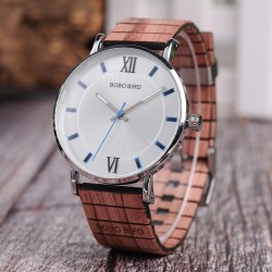 Elegancki drewniany zegarek kwarcowy - unisexZegarki