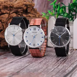 Relógio de quartzo de madeira elegante - unisex