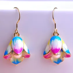 Flores de porcelana & pérola - longos brincos gota
