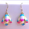 AretesPorcelana flores & perla - pendientes de gota larga