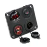 Dual USB socket charger 2.1A+2.1A + 12V power outlet + ON-OFF switch LED voltmeter 4 in 1 charger panel for car & motorcycleD...