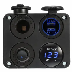 2,1A+2.1A + 12V & ON-OFF-kytkin LED-jännite 4 1 laturipaneeli auton ja moottoripyörän