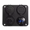 Dual USB Steckdose Ladegerät 2.1A+2.1A + 12V & ON-OFF Schalter LED Voltmeter 4 in 1 Ladegerät Panel für Auto & Motorrad