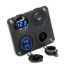 Dual USB socket charger 2.1A+2.1A + 12V power outlet + ON-OFF switch LED voltmeter 4 in 1 charger panel for car & motorcycleD...