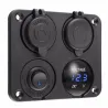 Dual USB Steckdose Ladegerät 2.1A+2.1A + 12V & ON-OFF Schalter LED Voltmeter 4 in 1 Ladegerät Panel für Auto & Motorrad