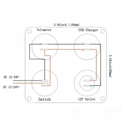 Dual USB socket charger 2.1A+2.1A + 12V power outlet + ON-OFF switch LED voltmeter 4 in 1 charger panel for car & motorcycleD...