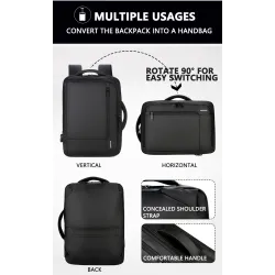 MochilasMochila de viaje impermeable antirrobo - 15.6 pulgadas Bolso portátil con carga USB