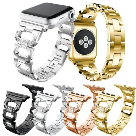 Ropa inteligentePulsera de diamante de cristal - correa para Apple Watch 1-2-3 / 42mm-38mm de acero inoxidable