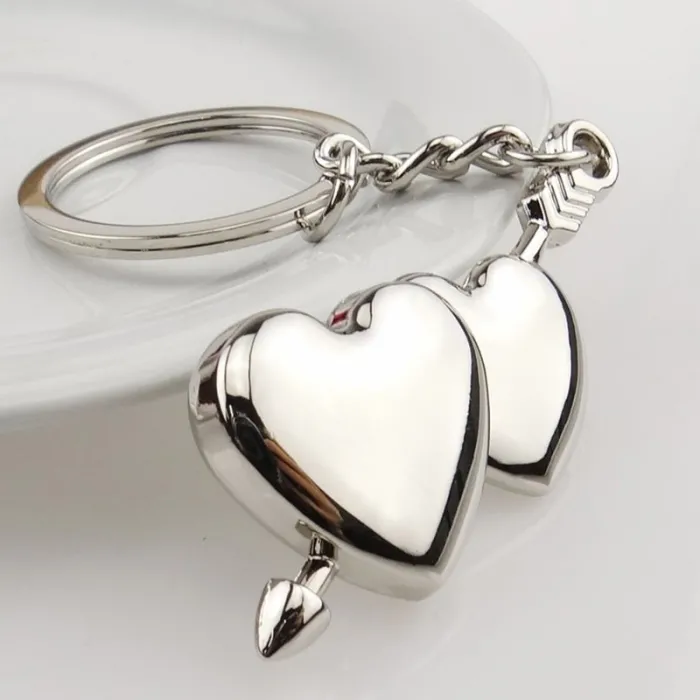 Double heart & arrow - keychainKeyrings