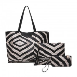Bolsa de couro com padrão zebra - 3 pcs set