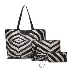 Bolsa de couro com padrão zebra - 3 pcs set