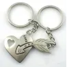 Heart & arrow - silver keychain with crystal
