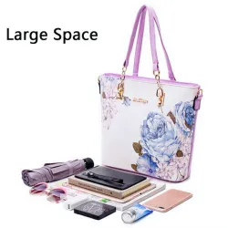 Läderpåsar med blomstertryck - set