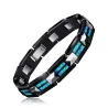 Natural opal tungsten - steel black ceramic bracelet