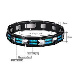 Naturlig opal volfram - stål svart keramiskt armband