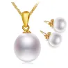 Elegant gold necklace with pearl & earrings