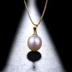Elegant guldhalsband med pärla & örhängen