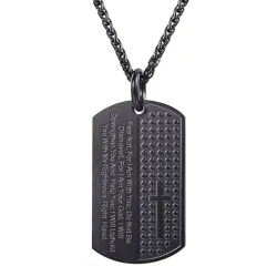 Cross & Bible verse pendant - rostfritt stål halsband
