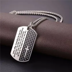 Cross & Bible verse pendant - rostfritt stål halsband