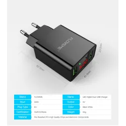 Smart Dual USB - Led Digitaalisen latauksen adapteri iPhone Samsung Xiaomille