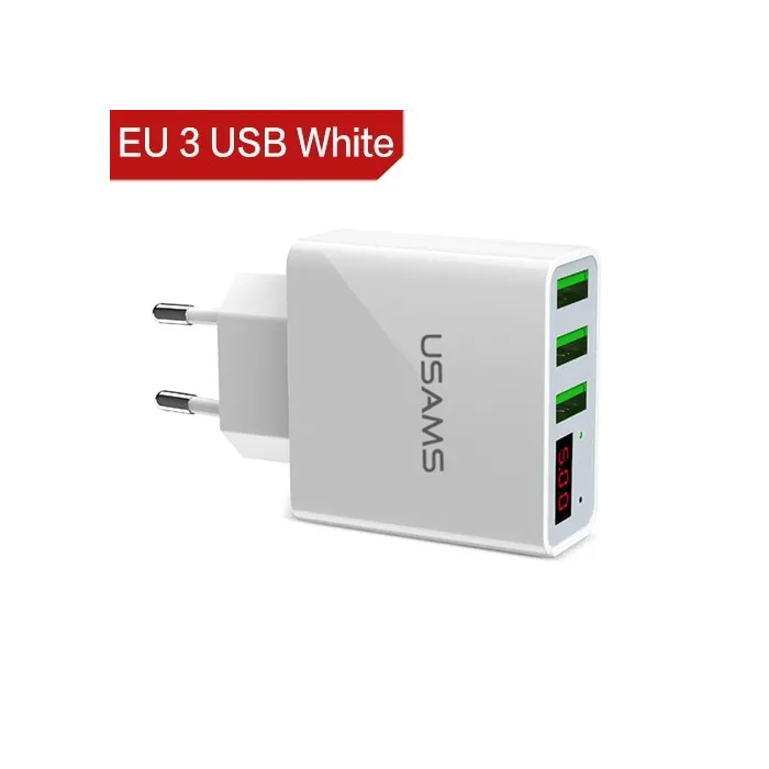 3.4A smart fast 3 port USB chargeur avec écran LED - Plug EU