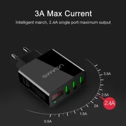 3.4A smart fast 3 porte USB caricatore con display a LED - EU plug