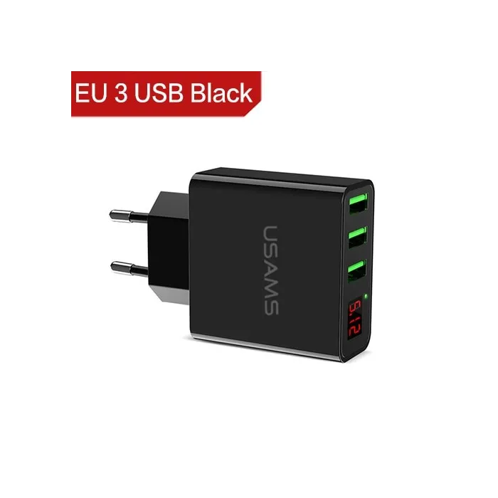 3.4A smart fast 3 porte USB caricatore con display a LED - EU plug