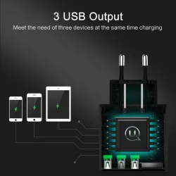 3.4A smart fast 3 porte USB caricatore con display a LED - EU plug