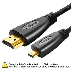 Ouro chapeado 3D 1080P HDMI para micro HDMI - tipo D macho para macho HDMI - cabo