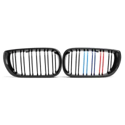 RejillasParrilla de parachoques frontal - 2 líneas de laminado M de color 3 colores para BMW 3 serie E46 4 puertas 2 piezas