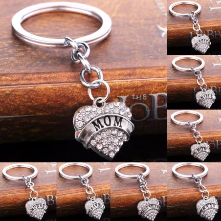 Mamma & Dotter & Bästa Vän kristall hjärta - keychain