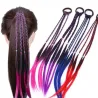 Banda de cabelo elástico com cabelo artificial trançado