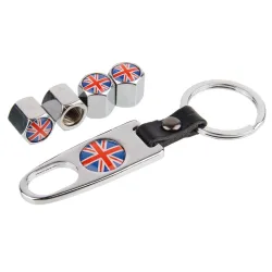 Partes de ruedaBandera del Reino Unido - tapas de válvula de neumáticos con llave inglesa