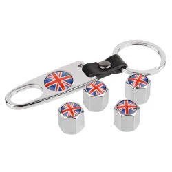 Partes de ruedaBandera del Reino Unido - tapas de válvula de neumáticos con llave inglesa