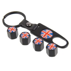 drapeau du Royaume-Uni - bouchons de robinet de voiture avec porte-clés