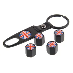 Partes de ruedaBandera del Reino Unido - tapas de válvula de neumáticos con llave inglesa