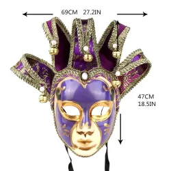 Vintage Jolly Joker - Vénitien masque complet pour mascarade & halloween