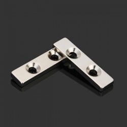 N35 strong neodymium magnet block 40 * 10 * 4mm - countersunk with 2 holes 2pcs