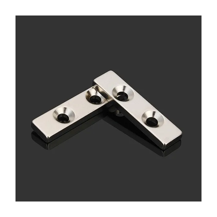 N35 strong neodymium magnet block 40 * 10 * 4mm - countersunk with 2 holes 2pcs