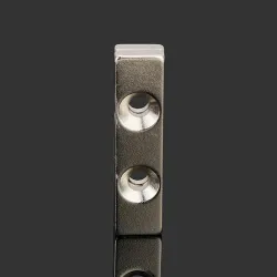 N35 strong neodymium magnet block 40 * 10 * 4mm - countersunk with 2 holes 2pcs