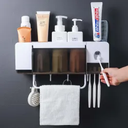 Toothbrush innehavare & tandkräm squeezer dispenser - set