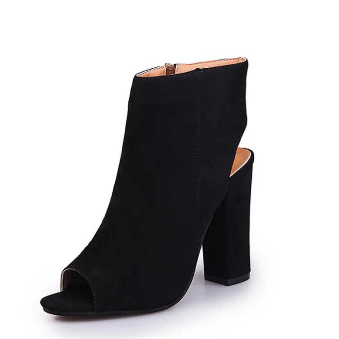 Stilvolle Wildleder - Stiefel mit offenem Zehe & Ferse