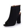 Stilvolle Wildleder - Stiefel mit offenem Zehe & Ferse