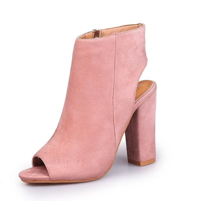 Stilvolle Wildleder - Stiefel mit offenem Zehe & Ferse
